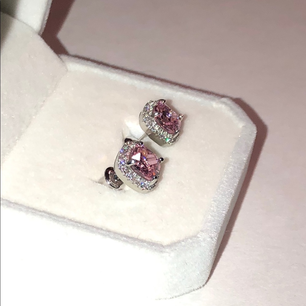 💕RESTOCKING! Pink Halo Princess 1-1/4 ct Earrings - Picture 5 of 5